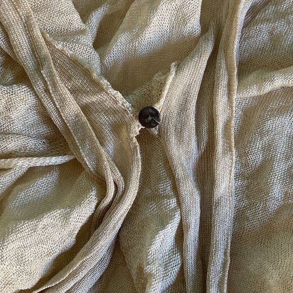 Bibelot Lightweight Gold Metallic Womens Cardigan Size S Tie Front Summer Layer - Picture 9 of 10